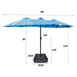 ZNTS 15x9ft Large Double-Sided Rectangular Outdoor Twin Patio Market Umbrella with light and base- blue W419P145384