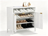 () 2 Cabinet Doors 1 Shelf Metal Shoe Cabinet 31.5*14.6*37.3in White 68059765