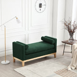 53.5"W Elegant Upholstered Bench, Ottoman with Wood Legs & Bolster Pillows for End of Bed, Bedroom, W1852137241