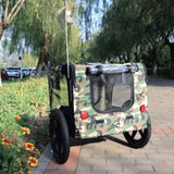 ZNTS Camouflage Foldable Bicycle Trailer Bike Trailer for Camping Pet Dog Cat Luggage Carry W136458022