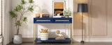 TREXM Entryway Table, Console Table with Two Drawers, Retro Hallway Table with Striking Geometric N715P227910M