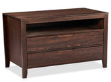 Brown P2 density board solid wood veneer frame 75*40*61CM two drawers with upper compartment 38698742