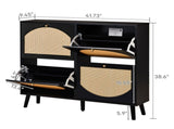 2 rows of 4 dump buckets with high-leg arched rattan shoe cabinet particle board plastic rattan 05313315
