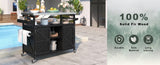 K&K Outdoor Kitchen Island, Rolling Bar Cart & Storage Cabinet, Farmhouse Solid Wood Outdoor Grill N707P235043B