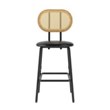 ZNTS Rattan Bar Stool, Indoor Leather Bar Stools Set of 2, Counter Height Bar Stools with Metal Leg & W578125359