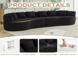 Curved Sectional Sofa, 111.5-inch Oversized Modern Bone-Free Cloud Sofa with 6 Pillows Luxury W3505P456569
