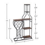 11 Bottle Wine Bakers Rack, 5 Tier Freestanding Wine Rack with Hanging Wine Glass Holder and Storage W2167130778