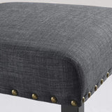 Biony Fabric Bar Stools with Nailhead Trim, Set of 2, Grey T2574P164853