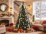 7ft Collapsible Pop Up Christmas Tree Artificial PVC Xmas Tree with Satin Ribbons & Bow Unlit 06550874