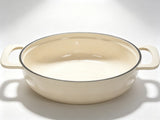 Cast iron 7.5QT cooking pot - Ceramic white - Includes two silicone gloves - Enamel pot 21072986