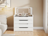 (60CM) 3 in 1 Vanity Desk with Plip Top Mirror, Small Make Up Vanity Set with Visible Glass Desktop, W2641P192314