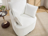White Swivel Accent Chair,Round Swivel Barrel Chair,Armchair Upholstered Living Room Chair Corduroy W2120P293677