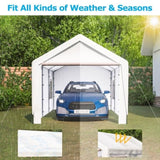 ZNTS Carport Canopy 10x20 FT Heavy Duty Boat Car Canopy Garage with Removable Sidewalls and Roll-up W1212104230