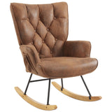 ZNTS Rocking Nursery, Upholstered Glider Rocker with High Backrest, Stylish Modern Rocking Accent 68476429