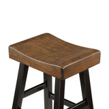 Transitional Design Counter Height Stools Set of 2pcs, Black and Brown Finish Solid Rubberwood B011P284437