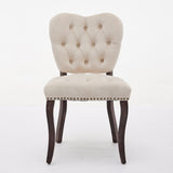 French Vintage Tufted Upholstered Fabric Dining Chair,Set of 2,Beige,SW1869BG W1143P214540
