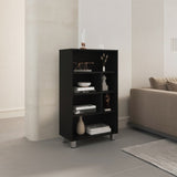 Bellagio 40" Tall Four-Tier Shelf Narrow Bookcase Black B070P254751