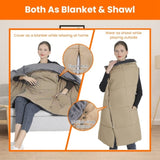 USB Heated Blanket Electric Heated Poncho Shawl Wrap Throw with Zipper Arm Holes Pocket 3 Heating 58775955