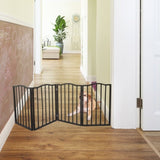 Pet Gate - Dog Gate for Doorways, Stairs or House - Freestanding, Folding, brown, Arc Wooden W49530789