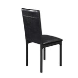 2pc Writing Desk and Chair Set Black Finish Metal Frame Faux Leather Upholstery Small Space B011P264610