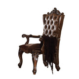 Light Brown and Cherry Oak Tufted Arm Chair B062P209287