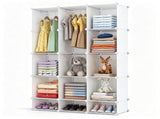 3-Cube White Modular Kids Closet, PP & Metal Storage Organizer with Hanging Rods, Tool-Free Assembly 57150014