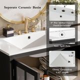 30" Modern Bathroom Vanity with Ceramic Sink, Bathroom Vanity Cabinet with Tempered Blurred Glass N817P279904B