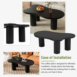 ON-TREND 44'' x 25.9'' Easy Assembly Cloud Coffee Table with 1.5'' Thick Tabletop, Cream Style N721P190395B