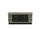 Brett 38.5"W Oak Finish Shoe Cabinet with Sliding Doors, Upholstered Top B061P236761