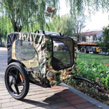 ZNTS Camouflage Foldable Bicycle Trailer Bike Trailer for Camping Pet Dog Cat Luggage Carry W136458022