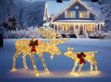 2pcs 4ft 30V 3.6W Moose Family 200LED Leather String Light Garden Moose Decoration Golden 82928292