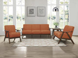 Modern Home Furniture Orange Color Fabric Upholstered 1pc Accent Chair Cushion Back and Seat Walnut B01172865