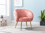 ZNTS Gorgeous Living Room Accent Chair 1pc Button-Tufted Back Covering Rose Color Velvet Upholstered B01167364