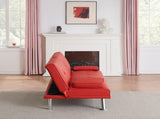 67-inch Red Leather Multifunctional Double Folding Sofa Bed with Coffee Table for Office Use W6295P549835