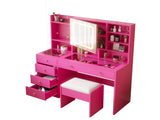 Barbie pink particle board, tempered glass top, linen-finished triamcinol finish, 5-drawer dressing 95995361