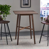 Modern Bar Height 42" Dining Table, Rubberwood Legs and Laminate Table Top, Walnut Finish, Black 65503.00WALN