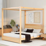 ZNTS Queen Size Canopy Platform Bed with Headboard and Support Legs,Natural WF293230AAM