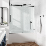 60*79"Fixed & Sliding Shower Door, Square Tube Hardware, Clear Glass Shower Door, 3/8 SGCC T3177P320616