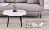 Elegant White Marble Pattern Round Coffee Table - Diameter 23.6 Inches, Exquisite Suction Molding W2920P226081