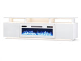 White Fireplace TV Stand, 177.8*35*60.5cm, Embossed Particle Board with Melamine Foil, High Gloss 69238826