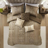 6 Piece Jacquard Comforter Set with Throw Pillows-King/Cal King B035P280389