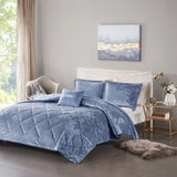 Full/Queen Velvet Comforter Set with Throw Pillow B03595988