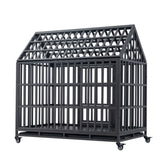 ZNTS Heavy Duty Dog Cage pet Crate with Roof & window on roof 84941990