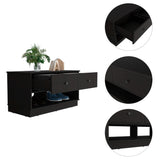 ZNTS Hamilton Storage Bench, Two Open Shelves, Two Drawers -Black B07091910