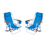 ZNTS Folding Beach Chair Set of 2 for Adults, 4 Position Portable Backpack Foldable Camping Chair with 58135440