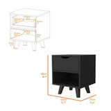 Carthage Nightstand with 1-Drawer, 1-Open Storage Shelf and Wooden Legs B128P148684