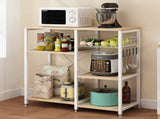 4-Layer Microwave Oven Rack with Pull-Out Basket and X-Shaped Cross Bracket on the Back 06022263