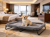 Large Elevated Dog Bed, Raised Outdoor Pet Cot with Removable Pad, Portable Metal Frame for XL 02756546