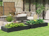 Gray 4' x 2' x 1' Sturdy Metal Raised Planter Garden Bed for Vegetables, Flowers, Herbs & 20326154