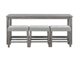 Bar Table Set with Power Outlet, Bar Table and Chairs Set, 4 Piece Dining Table Set, Industrial W487P339352
